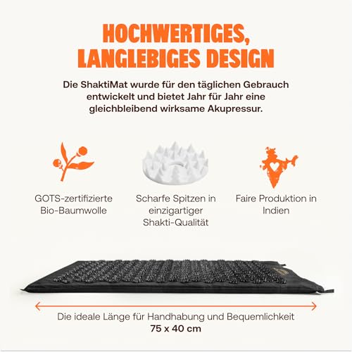 ShaktiMat [Das Original seit 2007] Akupressurmatte zur Entspannung für Rücken, Nacken, Füße, Ethische Handarbeit… – Ansicht 3