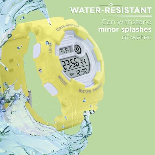 Image of Carlington Kids Digital Watch for Boys and Girls Age 3 to 14 Years Multicoloured Band with Alarm and Date Display - 9121