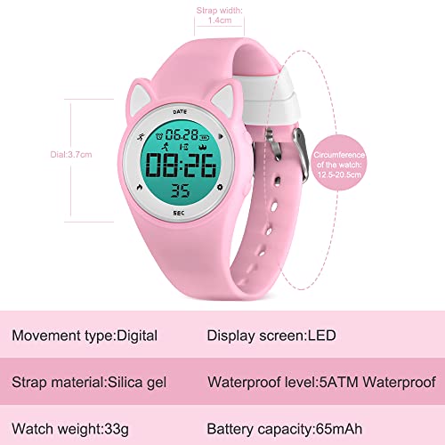 Image of Kids Watches for Girls Boys Digital Sport Watch with Step Counter Pedometer Vibration Alarm Clock, No App Waterproof Fitness Tracker Kids Watch Boys Girls Teens Students Ages 5-16