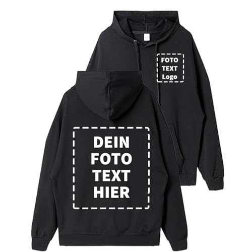 COOZEBRA Pullover selbst gestalten, Kapuzenshirt Bedrucken für Männer Frauen Erwachsene, personalisierte Pullover mit Text, Foto oder Bild