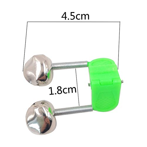 Lot De 10 Cloches De Pêche – Clip Double Métal, Vert Clair, 4,5 Cm, Pour Canne, Alarme Morsure, Pêche Paresseuse