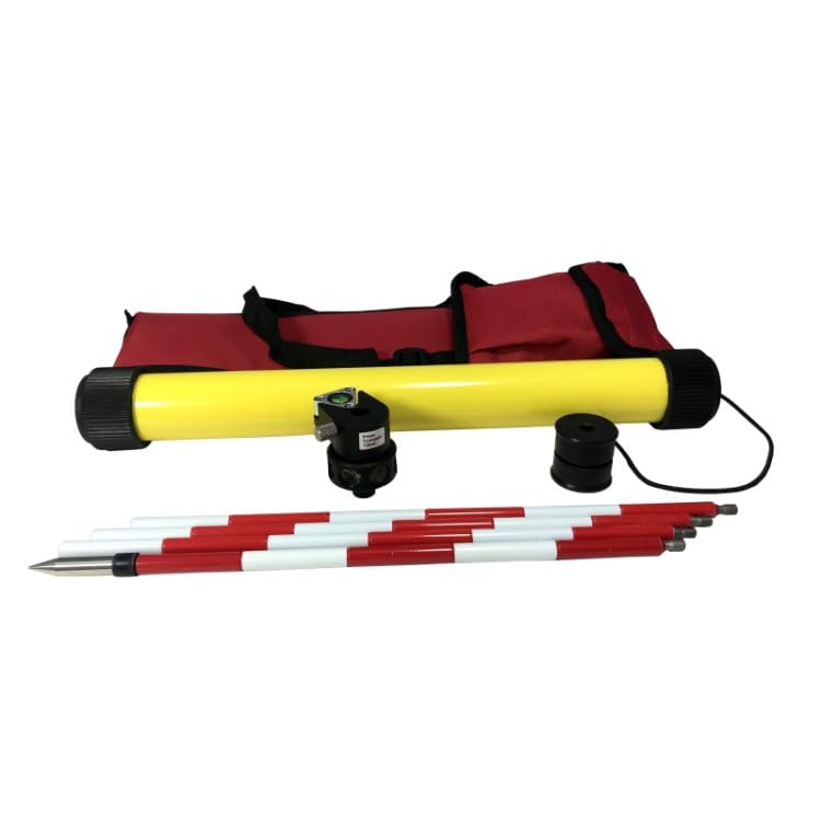 Miniprisma de medición 360°, Allround Prisma MPS360T desplazable con 4 varillas de 30 cm + adaptador de libélula de 2 mm para estación total