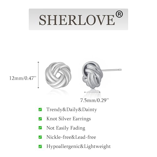 Image of SHERLOVE Chunky Knot Gold Earrings Women Statement Drop Dangle Earrings | 14K Gold Plated Hypoallergenic Lightweight,Trendy Dainty Elegant Cute,Women Gold Jewelry Fashion Accessories Gifts