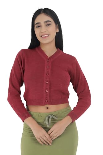 Image of Women Winter Wear V-Neck Full Sleeves Regular Fit Woollen Blouse