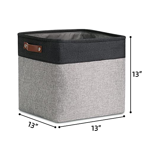 Image of DULLEMELO Cube Basket for Storage, Collapsible Fabric Cube for Organizing, Storage Cube for Closet, Laundry, Nursery, Shelves, Decorative Basket for Gifts Empty (Black&Gray)