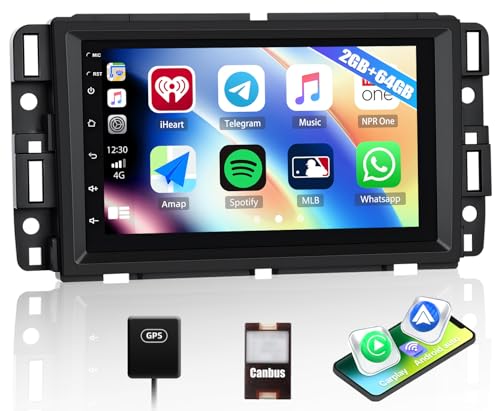 CAMECHO 2G+64G Android 13 Car Stereo for Chevy Chevrolet Silverado Tahoe GMC Sierra Yukon Wireless CarPlay Android Auto 7 Touchscreen Car Radio Bluetooth GPS WiFi RDS FM Mirror Link Head Unit