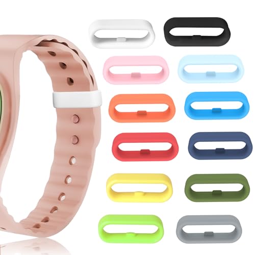 Multi-Color Band Keeper Magic band locks Silicone Fastener Rings Security Loop/Holder/Clips Compatible with Fitbit Charge/Charge HR/Garmin Vivofit/Disney Magic Bands 1.0/2.0 & More (12pcs-Arc)