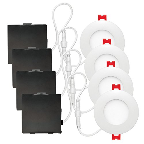 Promo Discount Up To 70% Off Globe Electric 91259 Recessed Lighting, 4 Pack, White, 4 Count