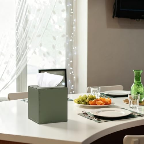 Sumnacon Square Tissue Box Cover with Magnetic Bottom,PU Tissue Box Holder — view 6