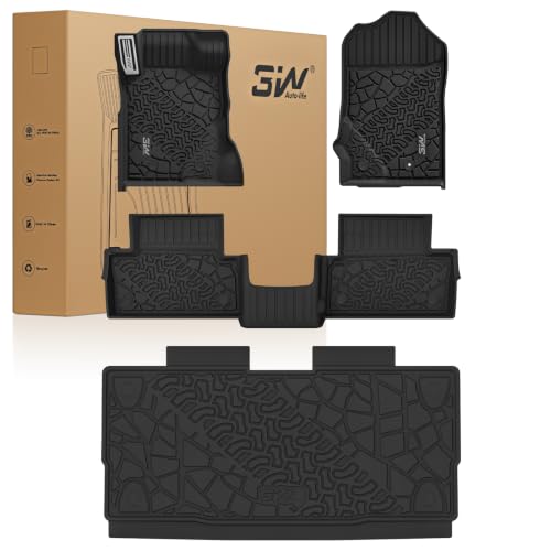 Image of 3W Floor Mats with Metal Pedal & Cargo Liner for 2021-2026 Ford Bronco | All Weather TPE Car Accessories Custom Fit Full Set Car Mats (Not for Bronco Sport & Rubberized Floor)