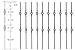 T05 - Iron Balusters - Double Basket - Hollow - 44 in X 1/2 in Square - Box of 10 (Satin Black)