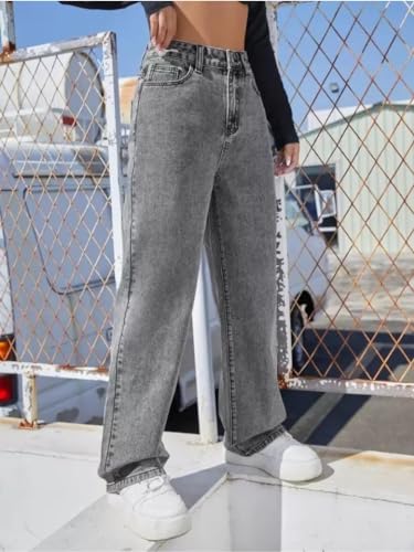 Image of Glossia Denim Baggy Jeans for Women | Stretchable High Waist Straight Fit Jeans for Women | High Rise Stretch Denim | Loose Fit Plus Size Denim (Sizes - 24 to 44) WJ11-1205-$