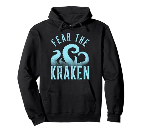 Fear The Kraken. Vintage Kraken Tentacles. Octopus Kraken Pullover Hoodie Adult Unisex Black X-Large