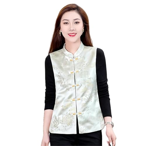 Chal corto sin mangas para mujer de estilo nacional chino con botones vintage