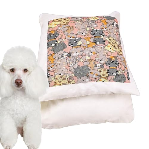 Sac de couchage doux pour chat avec tapis chauffant lavable intégré - 7