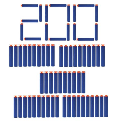 Image of VERAT Hollow Out Soft Foam Refill Darts for N-Strike Elite Series Blasters (Suction-Bullet-Blue, Pack of 200)