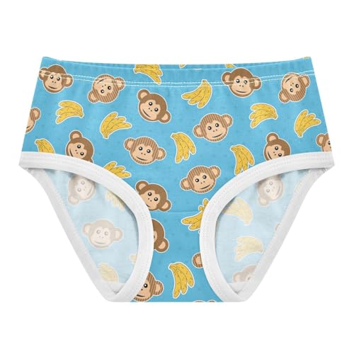 Little Girl Underwear Toddler Panties Kids Undies Monkey Banana Cartoon Soft Cotton Briefs 2T-8Y