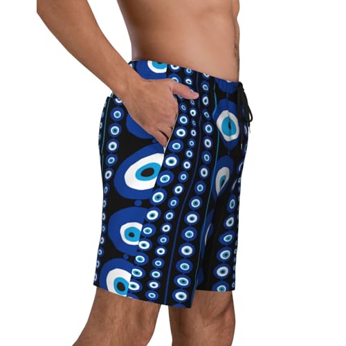 Blue Greek Evil Eye Amulet Nazar Men's Beach Shorts Summer Swim Trunks Quick Dry Casual Swim Beach Shorts3