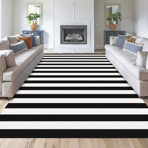 Fixseed 6x9 Ft Striped Area Rug — black and white striped rug
