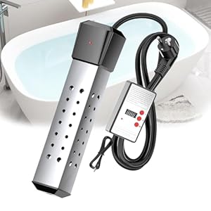 Dompelaar voor badkuip, 2500 W, thermostaat, verwarming, dompelaar, badkuipzwembad, intelligente temperatuurregeling en 12 minuten snel opwarmen, dompelaar voor whirlpools, zwembaden en voetwastafels