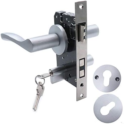 Autoly Mortise Handle Lockset Lock Set Silver Heavy Duty Safety Door Lock Handle for Wood Door
