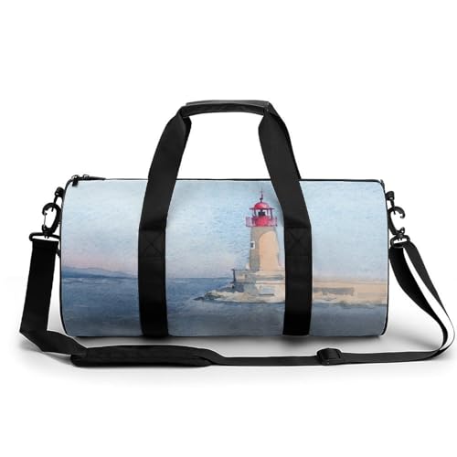 Sac week-end aquarelle phare pour vos escapades à la mer