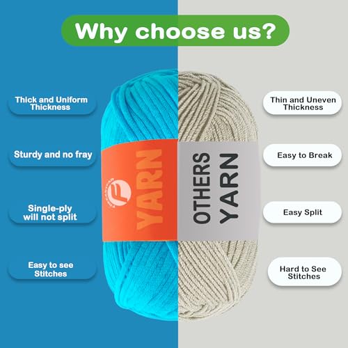 Image of 3.5Oz Beginner-Friendly Yarn for Crocheting and Knitting;Worsted-Weight Medium #4;Cotton Blend Yarn for Beginners with Easy-to-See Sitches,Great for Amigurumi DIY (Blue,1 Skein)