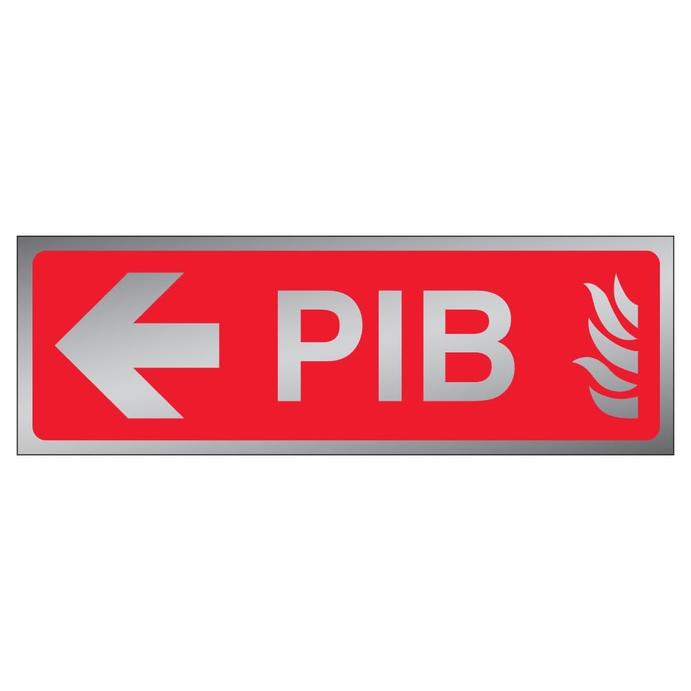 V Safety PIB Arrow Left 300 x 100 mm - 3mm Brushed Aluminium Composite Premises Infomation Box Safety Sign