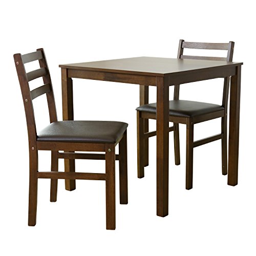 DORIS ドリス ダイニングテーブル 2人用 ダイニングテーブルセット 3点セット 75cm幅 天然木 レザー座面 ブラウン アンドリア【12565】