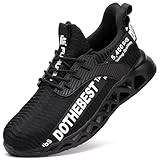 Furuian Composite Toe Shoes for Men Women Lightweight Safety Work Shoes Indestructible Comfortable Composite Toe Sneakers, Black