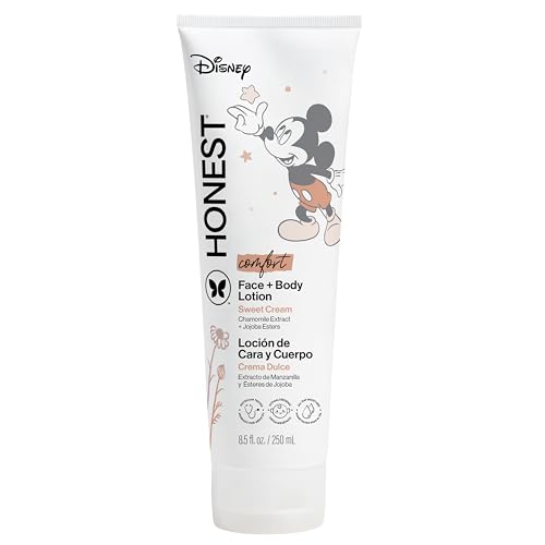 Image of The Honest Company Moisturizing Face and Body Lotion Fast Absorbing Dermatologist Tested Hypoallergenic Disney’s Mickey Mouse Comfort Sweet Cream 8.5 fl oz