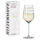 Ritzenhoff 3018008 Weißweinglas 300 ml – Serie Herzkristall Nr. 3 – Glas mit Musikmotiv und Platin – Made in Germany