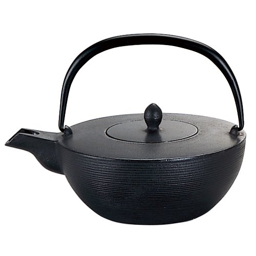 Amazon｜藍花 鉄瓶 南部鉄器 糸目銚子 黒 (茶こし付き) 10073｜鉄瓶