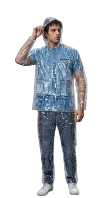 moonxs Transparent Unisex Rain Suit – Lightweight Waterproof Jacket Pant Set-picture-38