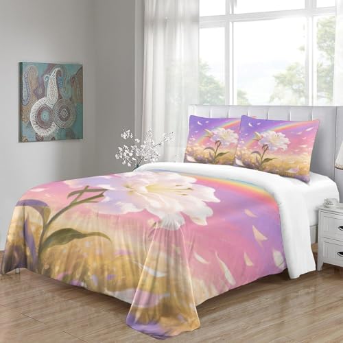 Housse de couette 260x220 cm Lily parure de lit microfibre douce avec taie d'oreiller Super King 3D
