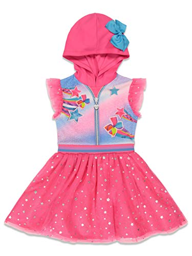 JoJo Siwa Little Girls Hooded Costume Flutter Sleeved Dress Bow Pink 4-5
