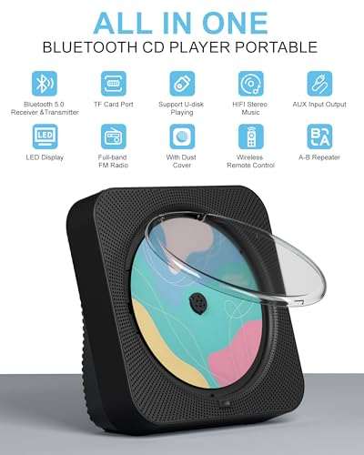 image for ENVYCLOUD CD Player Portable with Bluetooth Desktop CD Players for Hom
