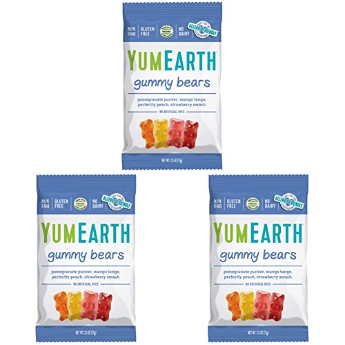 Yumearth Gluten Free Gummy Bears, Assorted Flavors, 2.5 Oz Bag - Allergy Friendly, Non Gmo (Packaging May Vary) (Pack Of 3) #TOP24