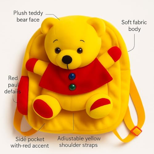 Image of Kids Plush Teddy Backpack - Soft Rabbit School Bag for Toddlers & Preschool, Cute Animal Backpack with Adjustable Straps - Lightweight & Comfortable for Boys & Girls