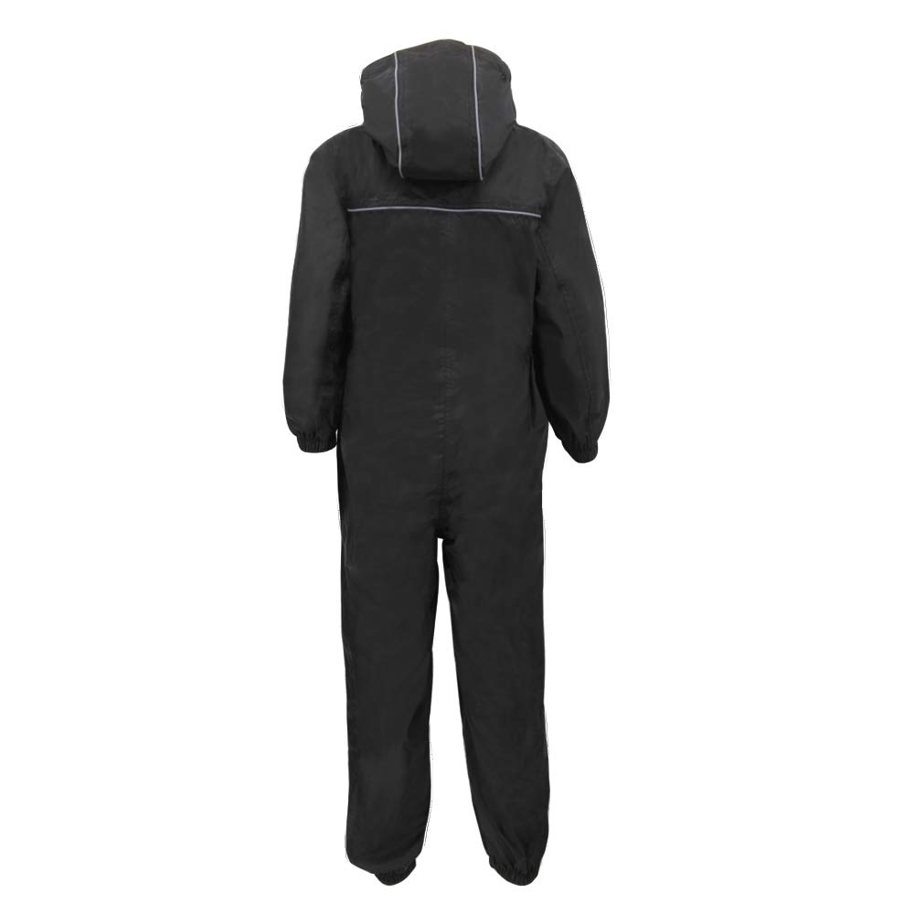 Zorax Garçons Filles Noir (9-10 ans) Imperméable Coupe-Vent Léger Manteau de Pluie pour Enfants Combinaison Sèche Tout en Un Puddle Unisexe Goutte à Goutte Imperméable