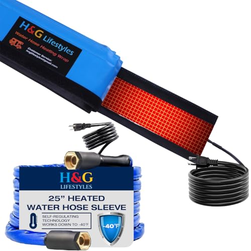H&G Lifestyles 25ft Heated RV Water Hose Sleeve,Heating Cover for Garden Hose, RV Winter Insulation Must Have, Insulated Skirting Freeze Protection, Fit 5/8" 3/4" Water Hose