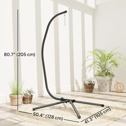 Outsunny Hanging Egg Chair Stand Only, Heavy Duty Hammock Chair Stand, for Indoor and Outdoor Use, 360 Degree Rotation, 330lbs Weight, Black — view 6