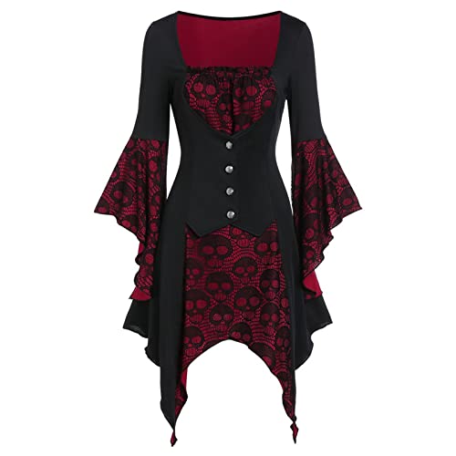 Vestidos de Halloween mulher gótico medieval elegante vintage fantasia de Halloween sexy tamanhos grandes curto vestido médio manga morcego vampiro disfarces carnaval punk terror bruxa noite festa