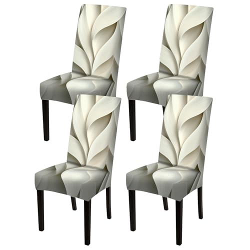 Image of Nuxovilar 4PCS White Wavy Texture Stretch Chair Covers 23.6x70in