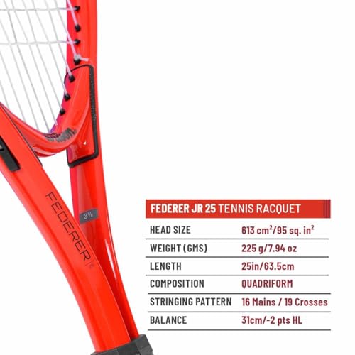 Image of Wilson Federer 25 Junior Tennis Racquet, Size 25 inch (9-10 Year Old)