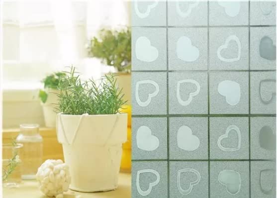 Image of SUNBIRD Window Privacy Film, Decorative Stained Glass Window Film, Frosted Window Tinting Film for Home, House Door Glass ('24 X 120' INCHES, Heart Small)