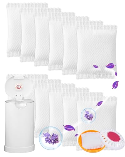 Image of KeeTidy Diaper Pail Deodorizer Odor Absorber Compatible with Munchkin Arm and Hammer Diaper Pail, Lavender Scented Diaper Pail Odor Eliminator for Munchkin Nursery Fresheners, 12 Pack