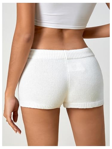 MakeMeChic Women's Crochet Knit Mini Shorts Micro Pajama Fuzzy Shorts2