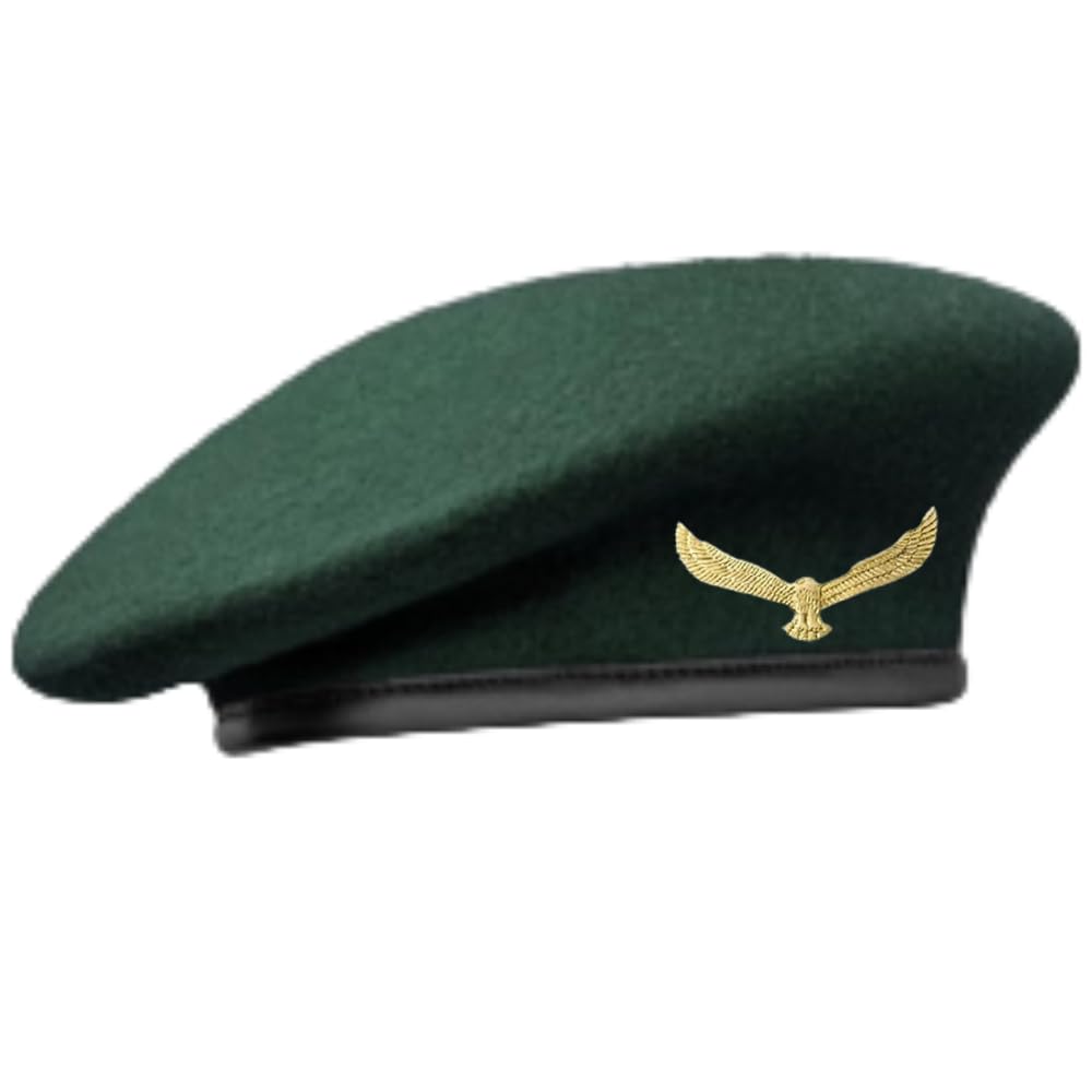SILAK Traditional Army Style Cap with Metal Eagle Badge – Che Guevara Inspired, Woolen French Beret Hat for Men and Women (Green)