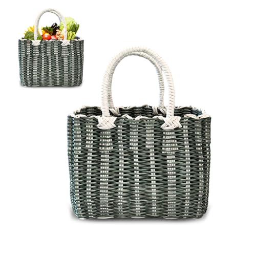 Tasche Einkaufskorb Geflochten, Korbtasche Handtasche, Strandtasche...